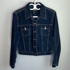 Industry Supply Co Dark Wash Denim Jean Jacket with Contrast Stitching Size M